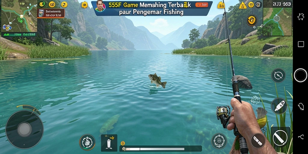 Screenshot gameplay <strong>555F</strong> yang menunjukkan pengalaman memancing yang seru.