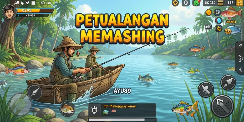 Tangkapan layar yang menampilkan momen memancing yang mendebarkan di AYU89.