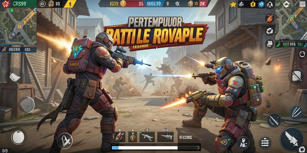 Tampilan gameplay seru dalam pertempuran Battle Royale CRS99.