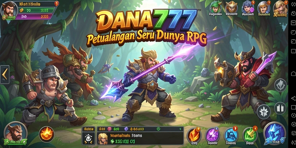 Screenshot gameplay DANA777 yang menunjukkan pertarungan epik dalam RPG.