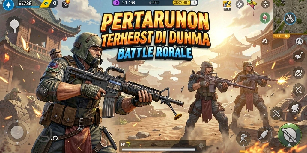 Gameplay EE789 yang mendebarkan dalam mode Battle Royale penuh aksi.