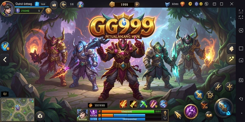 Screenshot utama GG999 menampilkan pertempuran epik dan grafis yang menakjubkan.