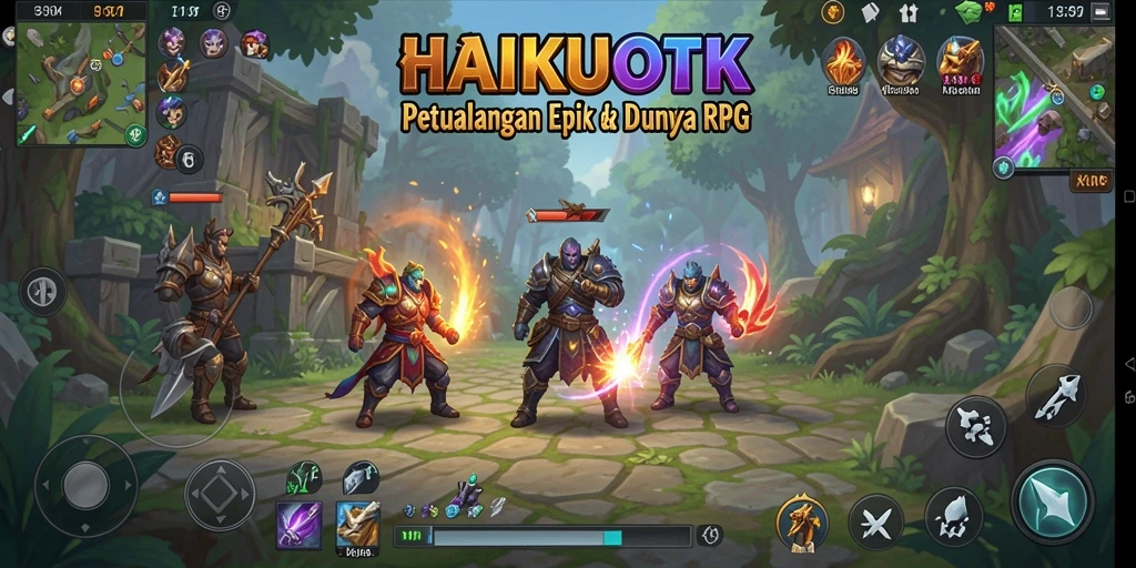 Screenshot gameplay HAIKUOTK yang menampilkan petualangan karakter RPG.