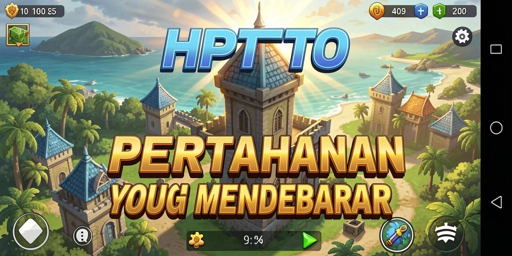 Tampilan gameplay HPTOTO yang mendebarkan dalam pertahanan menara.