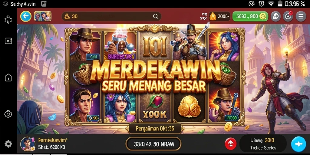 Tampilan gameplay seru MERDEKAWIN yang penuh warna.
