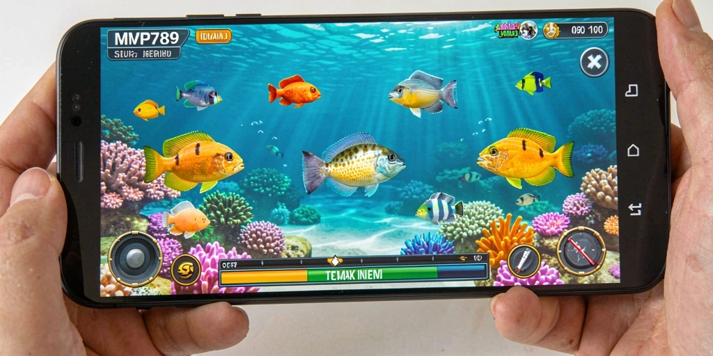 Screenshot tampilan gameplay MVP789 saat berburu ikan.