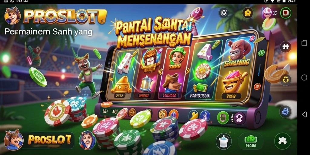 Tampilan gameplay PROSLOT yang ceria dan menghibur.