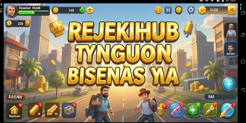Tampilan gameplay <strong>REJEKIHUB</strong> yang menarik dengan berbagai elemen bisnis.